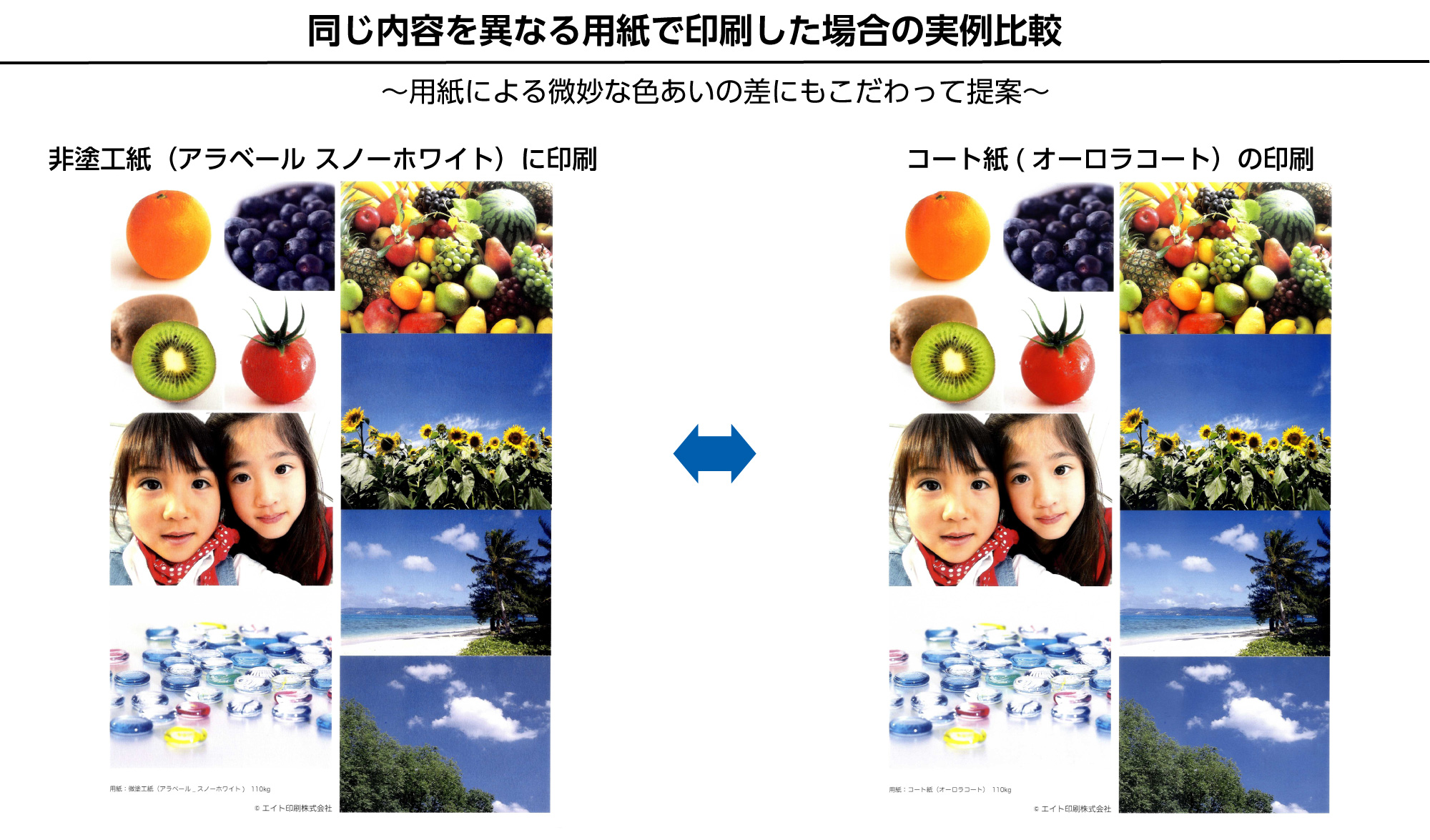 用紙の違いによる表現提案事例 用紙の違いによる表現提案事例